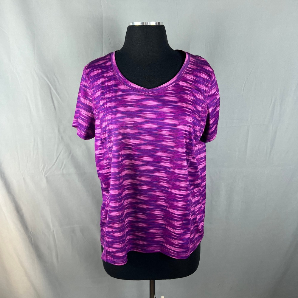 Made For Life Quick Dri Athletic T Shirt Women PXL Purple Space Dye Gym Training